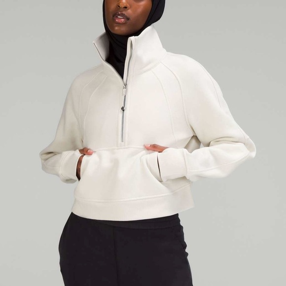 lululemon athletica Tops - Lululemon Scuba Oversized Half Zip Funnel Neck Bone Neutral Sweatshirt XS S 1/2